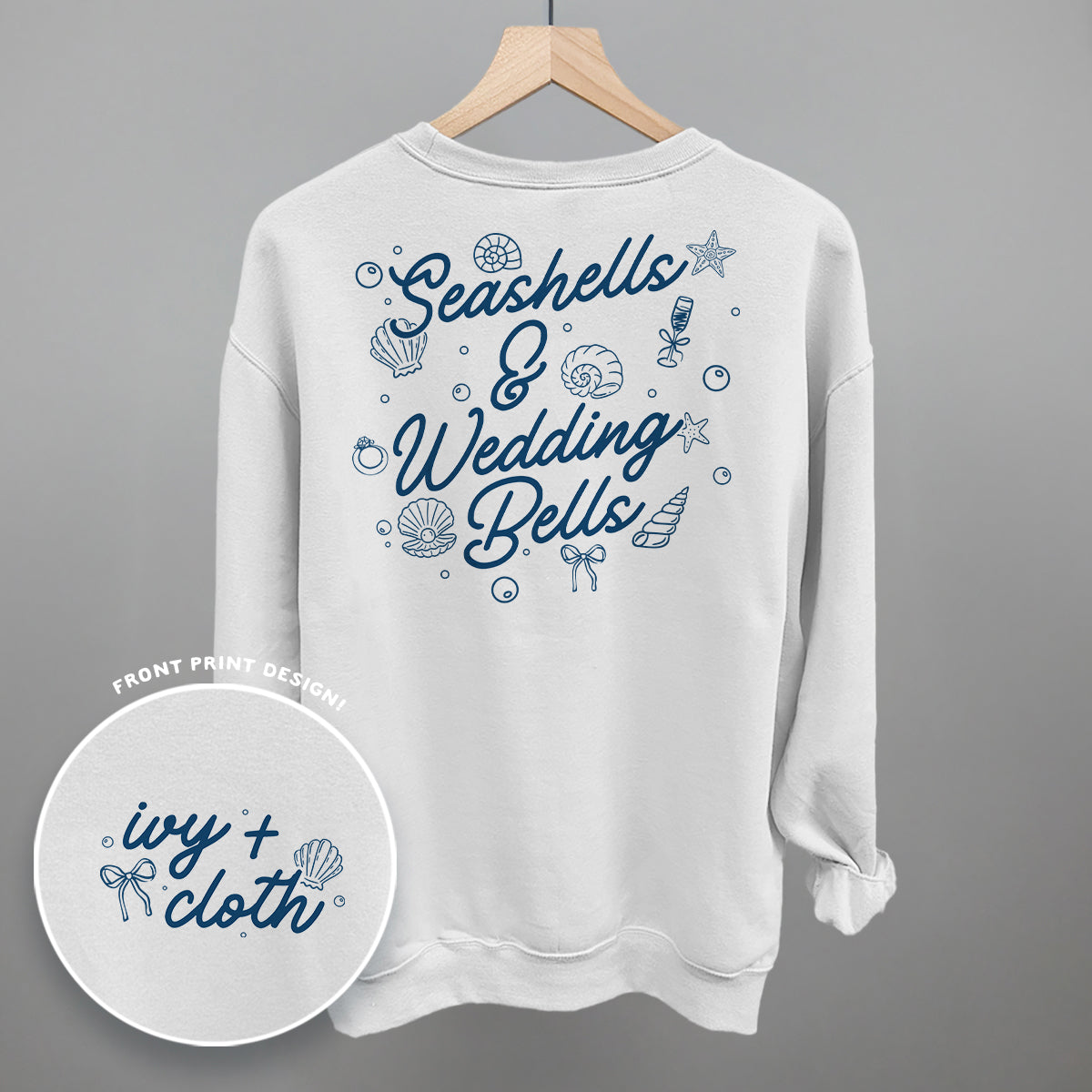 Seashells & Wedding Bells (Back Print) - Sweatshirt, Light Pink - Bexa Boutique