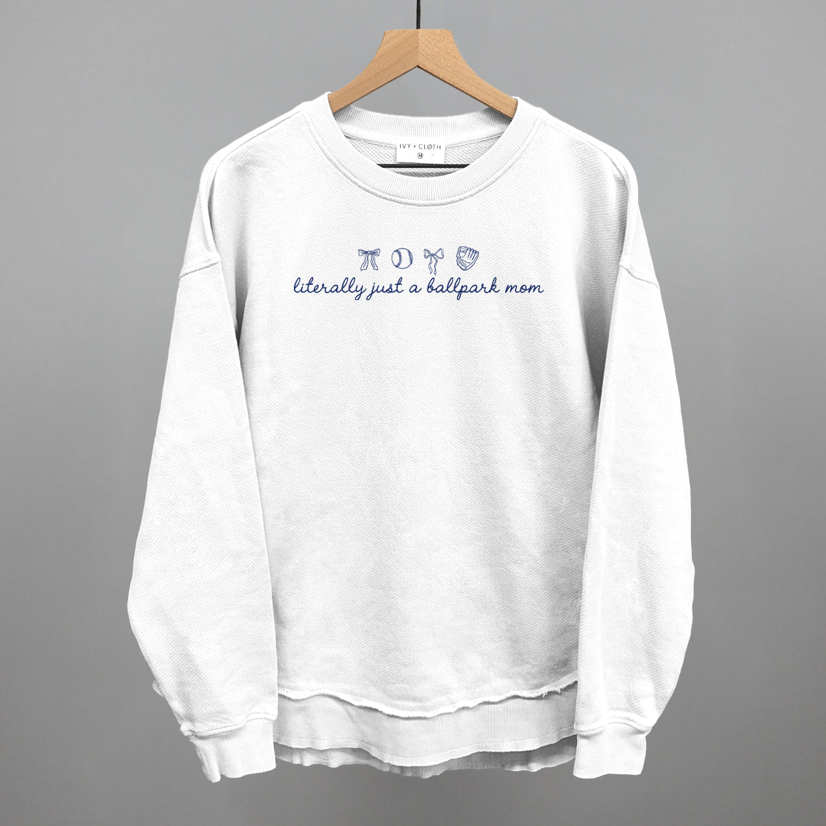 Literally Just A Ballpark Mom - Oversized French Terry Mockneck, Ash - Bexa Boutique
