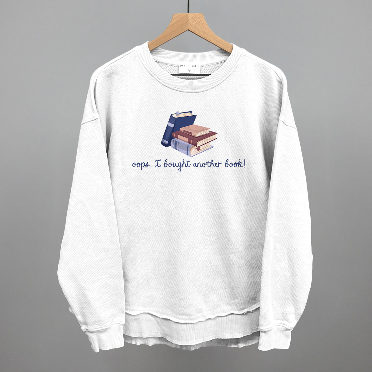 Oops, I Bought Another Book - Oversized Boxy Crew, Bone - Bexa Boutique