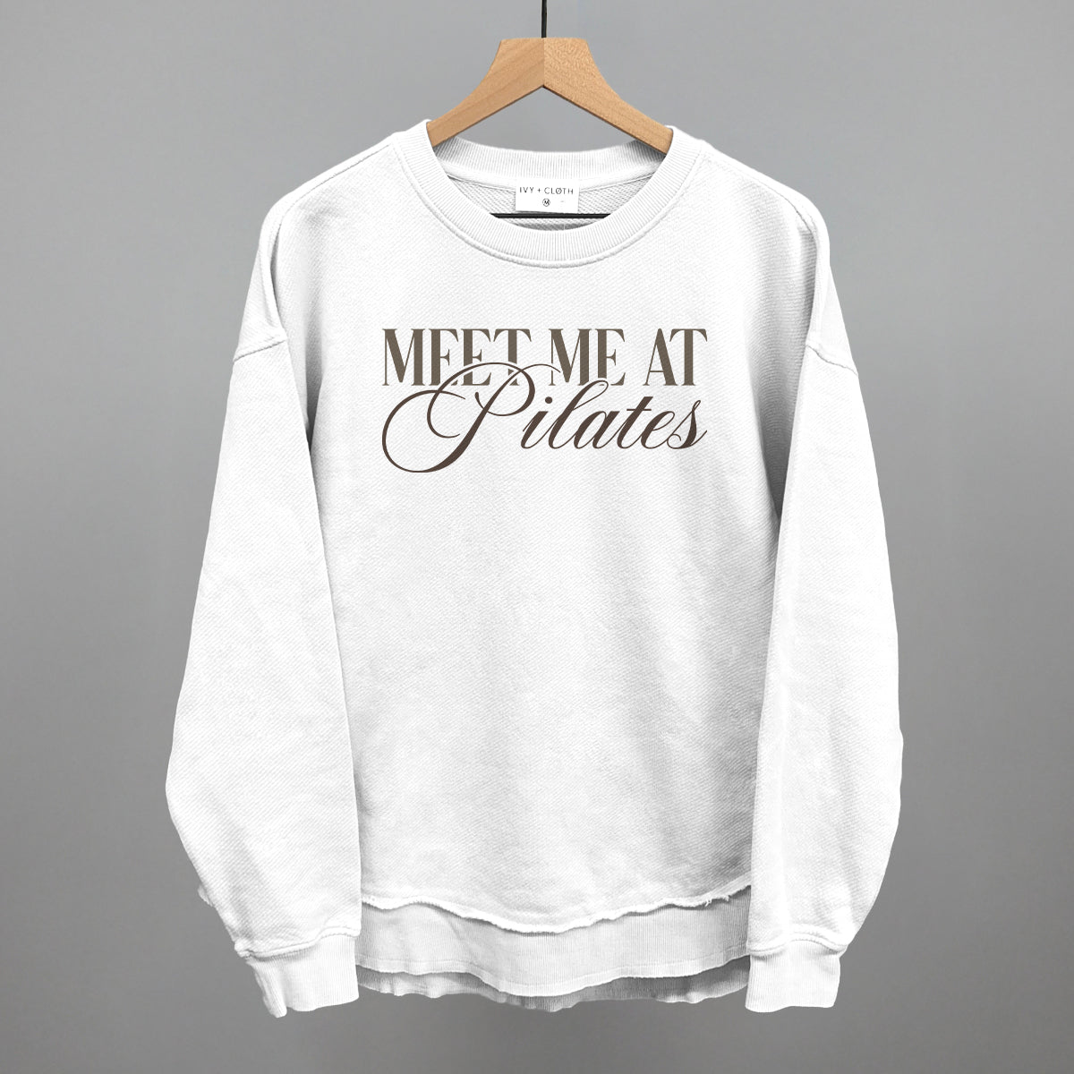 Meet Me At Pilates - Oversized Boxy Crew, Bone - Bexa Boutique