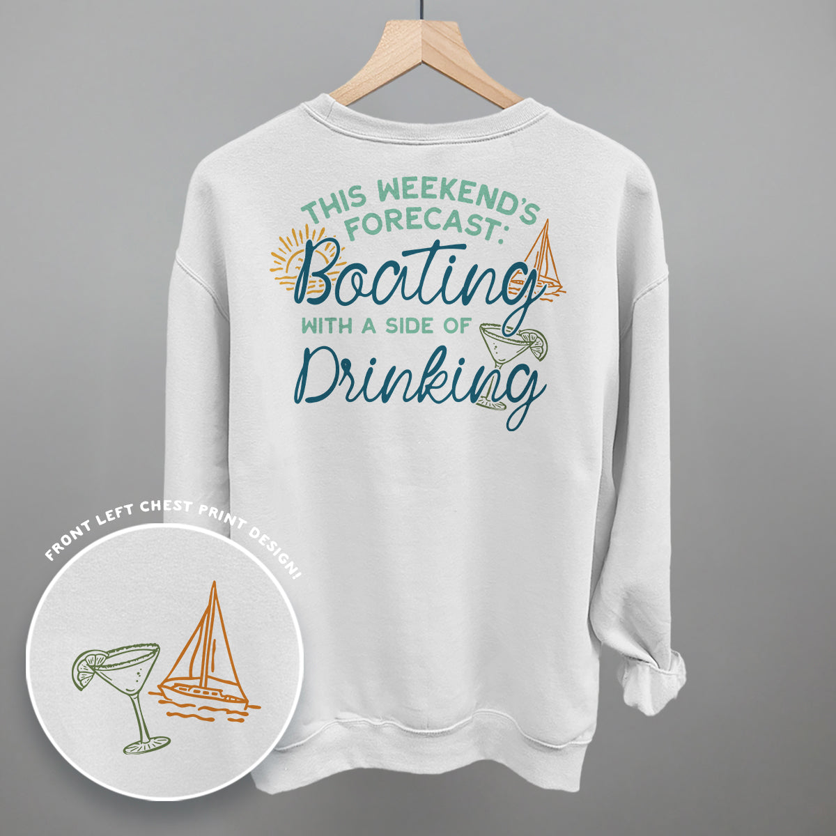 Weekend Forecast- Boating and Drinking (Back Print) - Comfort Colors Tee, Ivory - Bexa Boutique