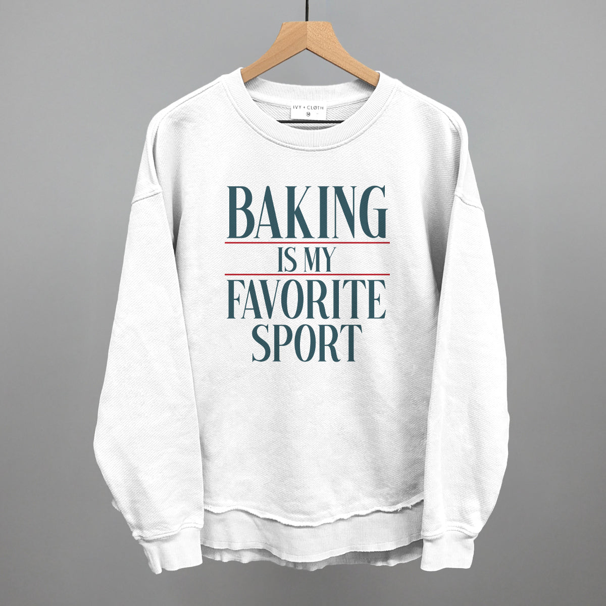 Baking Is My Favorite Sport - Oversized Corded Crew, Moonbeam - Bexa Boutique