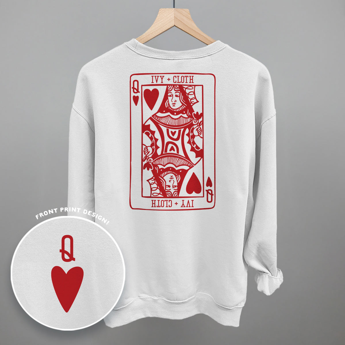 Queen Of Hearts (Back Print) - Sweatshirt, Light Pink - Bexa Boutique
