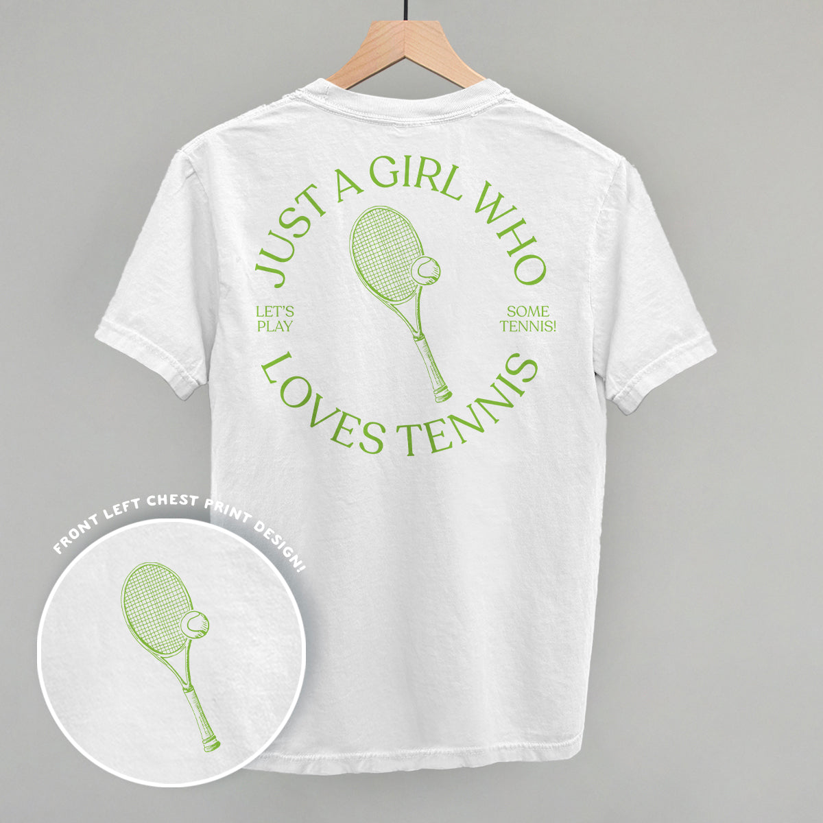 Just A Girl Who Loves Tennis (Back Print) - Comfort Colors Tee, White - Bexa Boutique