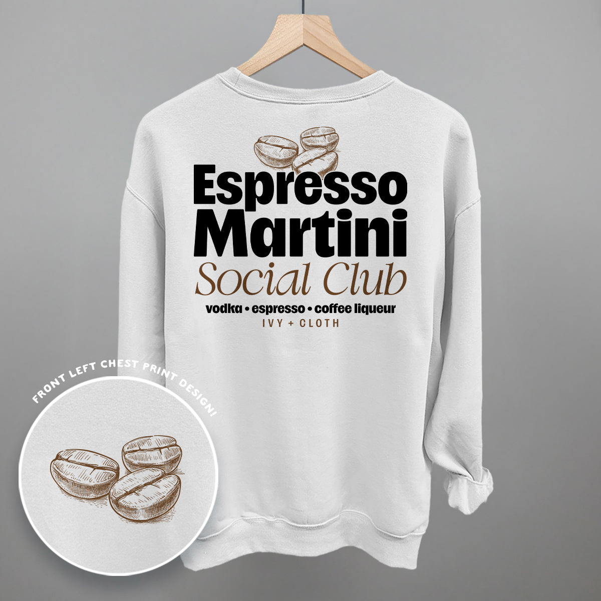 Espresso Martini Social Club (Back Print) - Sweatshirt, Sandstone - Bexa Boutique