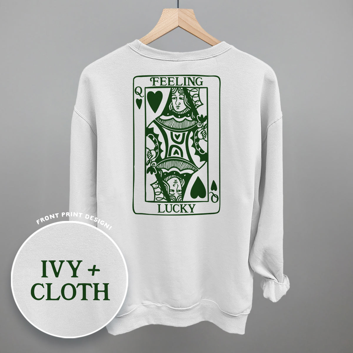 Feeling Lucky Queen Of Hearts (Back Print) - Comfort Colors Tee, Bay - Bexa Boutique