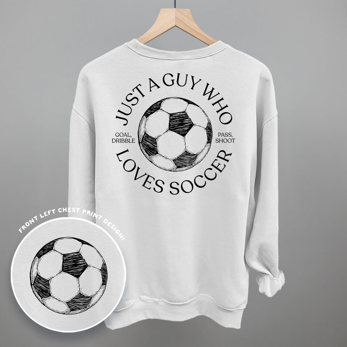 Just A Guy Who Loves Soccer (Back Print) - Comfort Colors Tee, White - Bexa Boutique