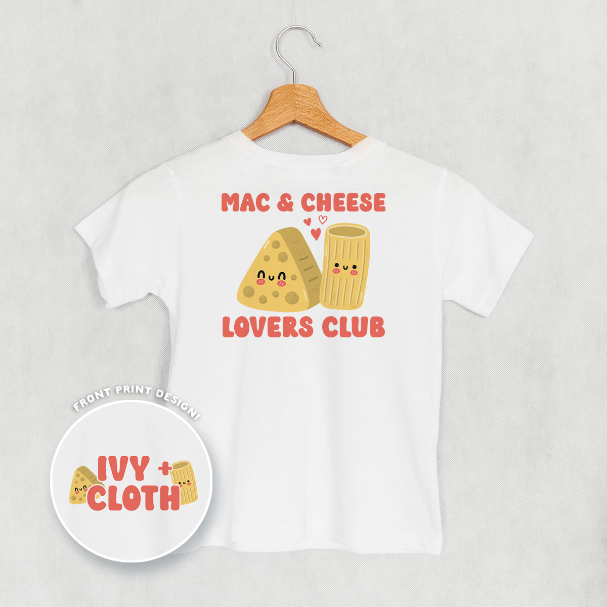 Mac & Cheese Lovers Club (Kids Back Print) - Toddler Crewneck, Natural Heather - Bexa Boutique
