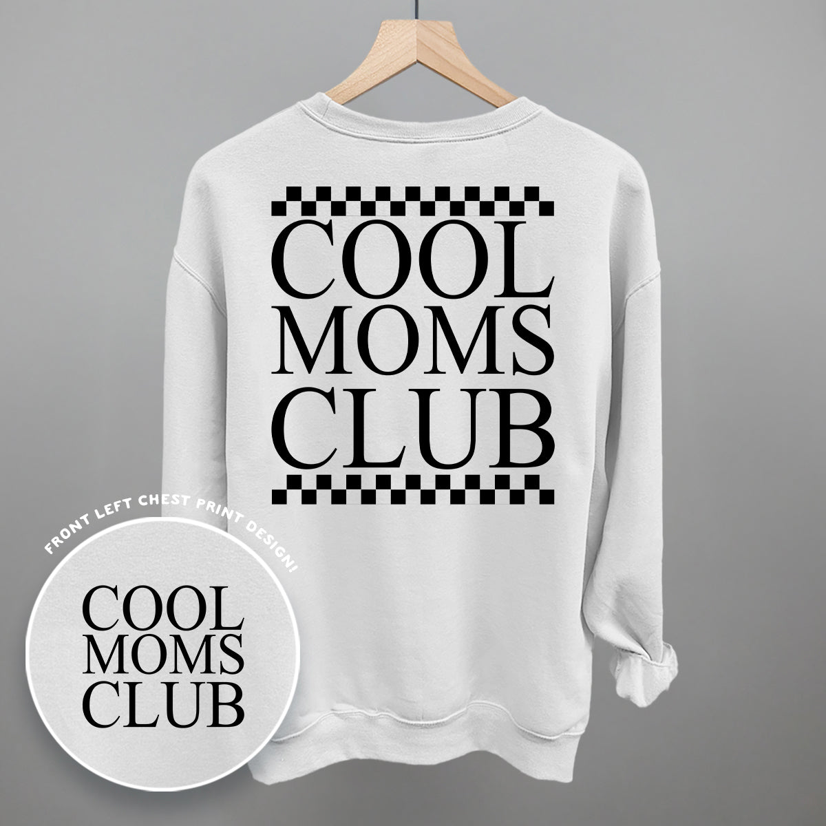 Cool Moms Club Checkered (Back Print) - Comfort Colors Tee, Grey - Bexa Boutique