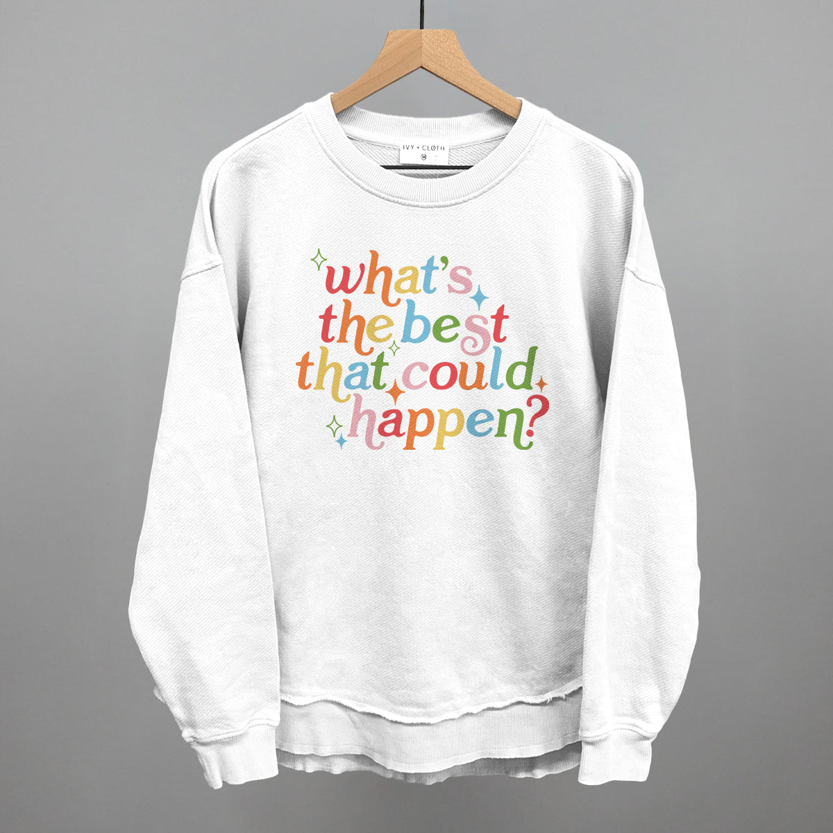 What's The Best That Could Happen - Oversized Corded Crew, White - Bexa Boutique