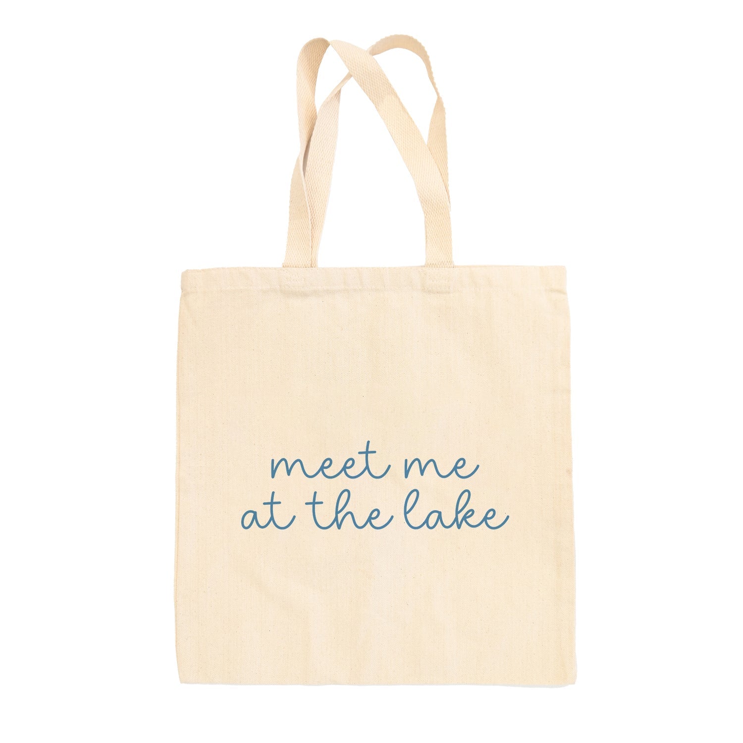Meet Me At The Lake Blue Script (Tote Bag) - Tote, White - Bexa Boutique