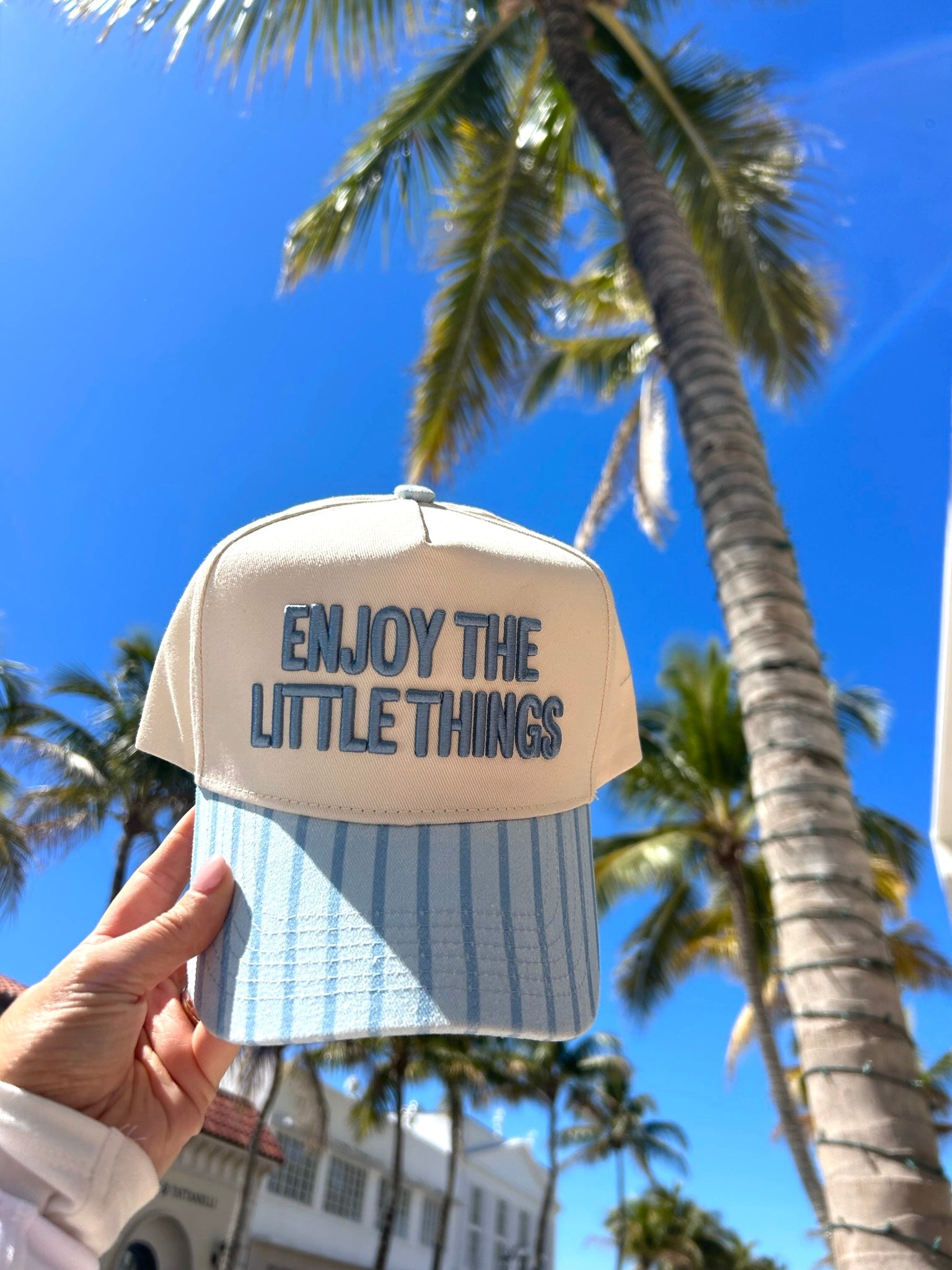 Enjoy the Little Things - Blue Stripe Vintage Trucker Hat - Bexa Boutique