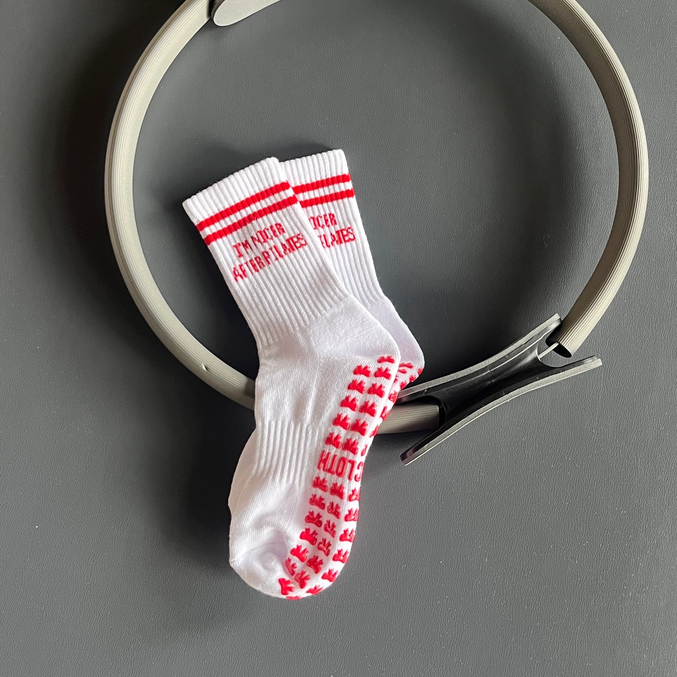 I'm Nicer After Pilates Grip Socks - Grip Sock, Red - Bexa Boutique