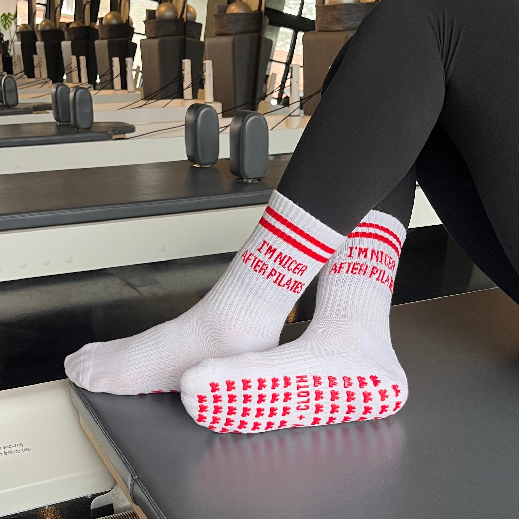 I'm Nicer After Pilates Grip Socks - Grip Sock, Red - Bexa Boutique