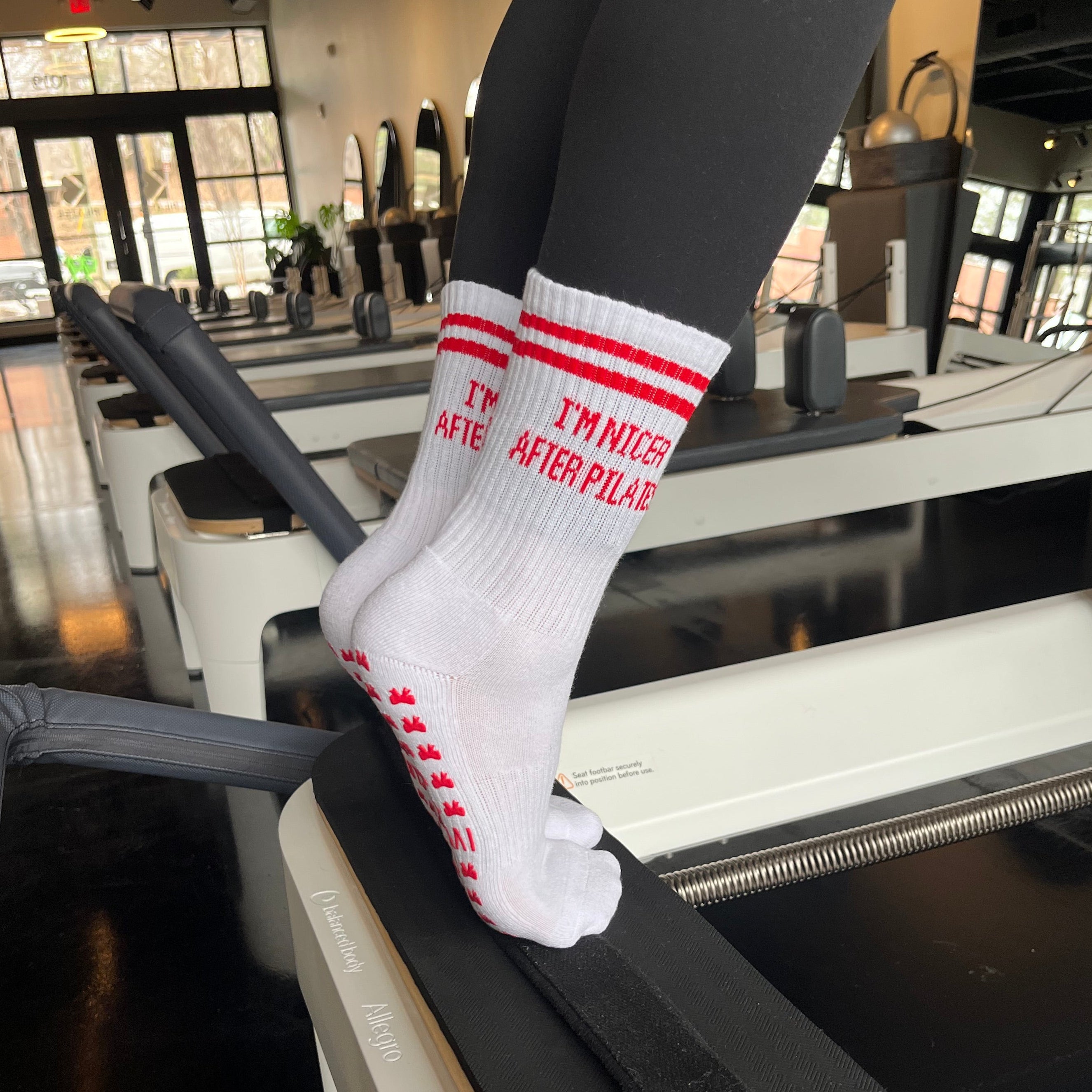 I'm Nicer After Pilates Grip Socks - Grip Sock, Red - Bexa Boutique