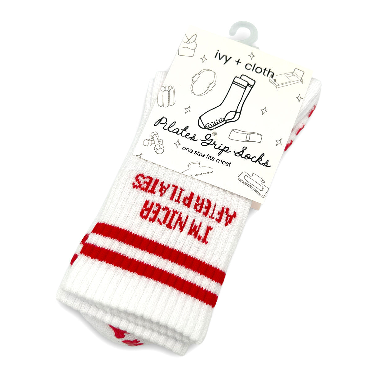 I'm Nicer After Pilates Grip Socks - Grip Sock, Red - Bexa Boutique