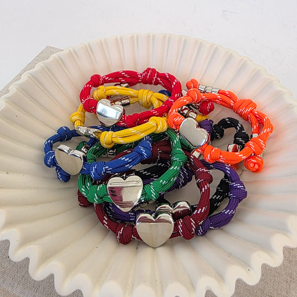 Knotty Cord Heart Bracelet - WATERPROOF