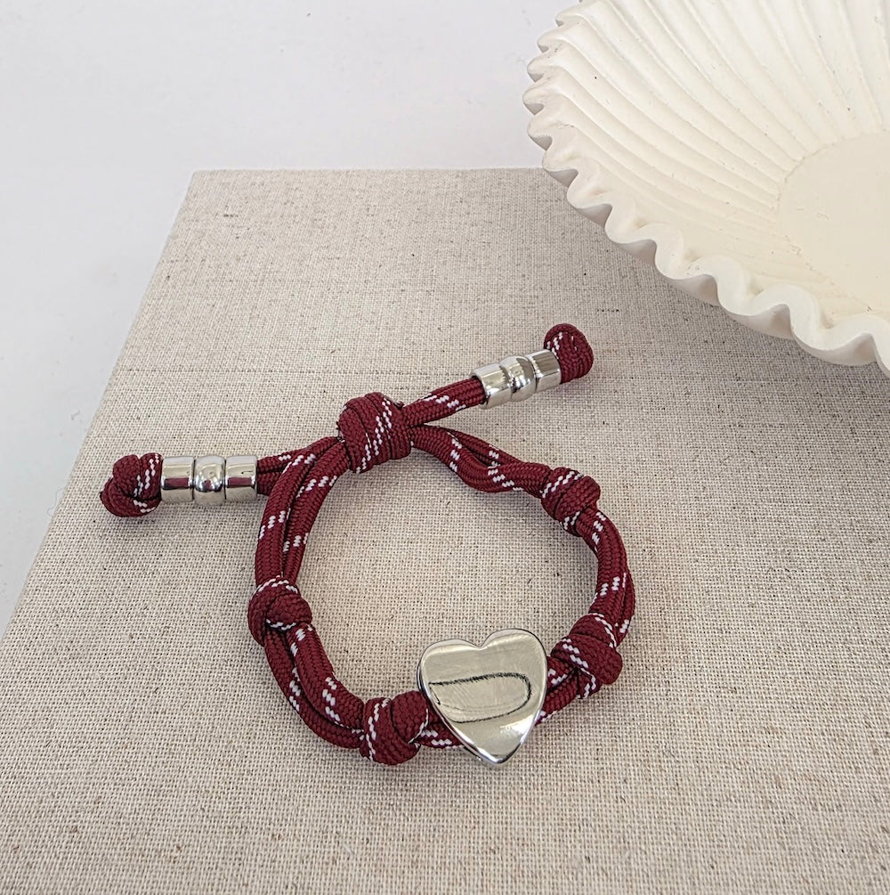 Knotty Cord Heart Bracelet - WATERPROOF