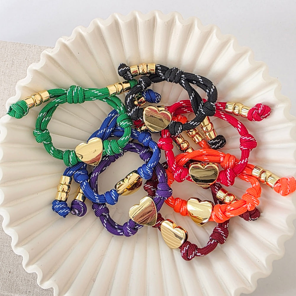 Knotty Cord Heart Bracelet - WATERPROOF