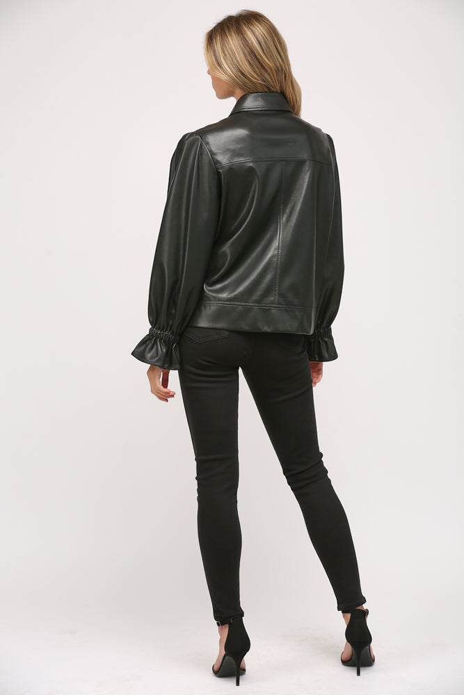 【MSGM】fake leather Puff sleeve イタリア製 Puff Sleeve Faux Leather Jacket – Bexa Boutique