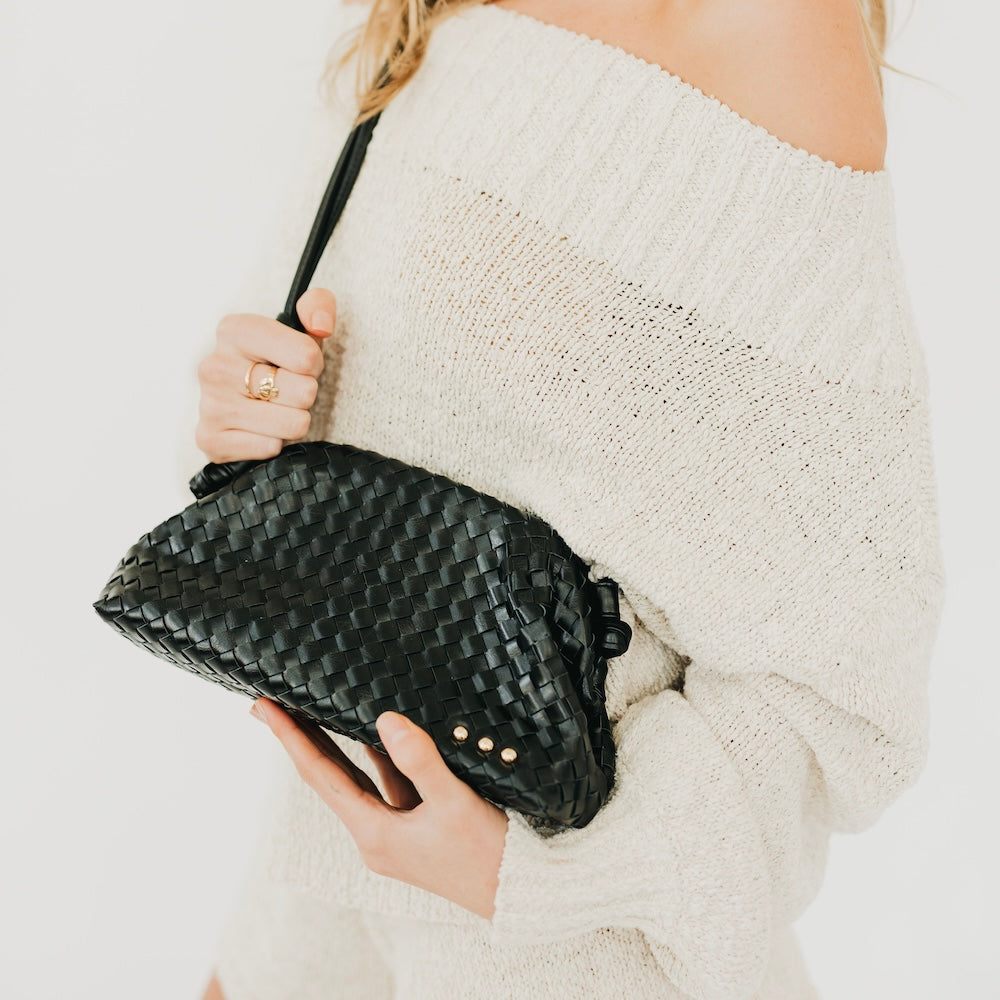 Lacy Woven Frame Crossbody Bag - Black - Bexa Boutique