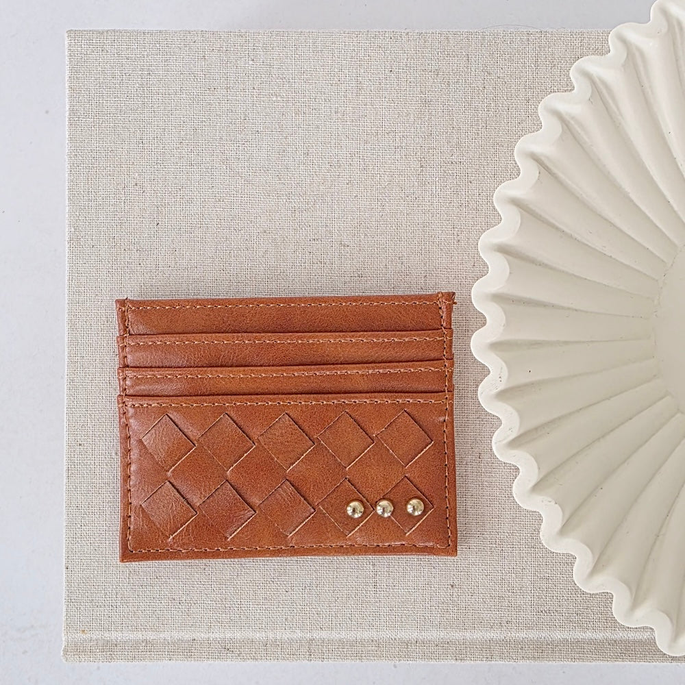 Mariah Woven Small Card Holder Wallet - Black - Bexa Boutique