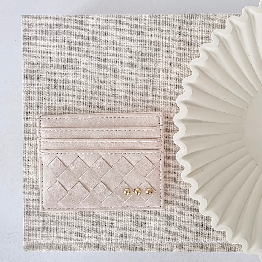 Mariah Woven Small Card Holder Wallet - Black - Bexa Boutique