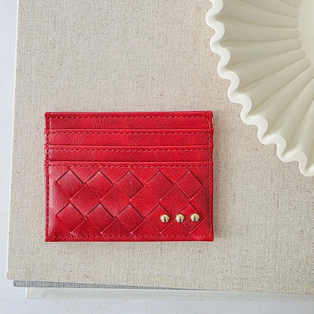 Mariah Woven Small Card Holder Wallet - Black - Bexa Boutique
