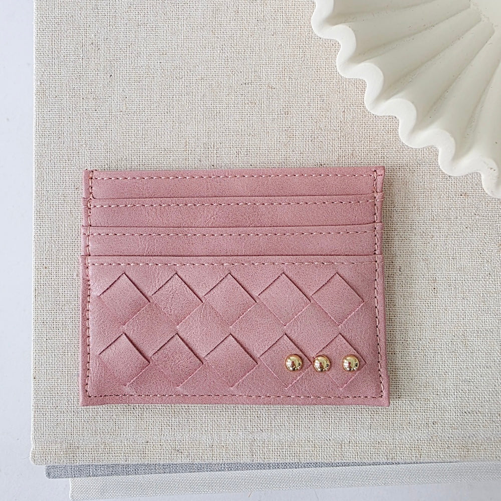 Mariah Woven Small Card Holder Wallet - Black - Bexa Boutique