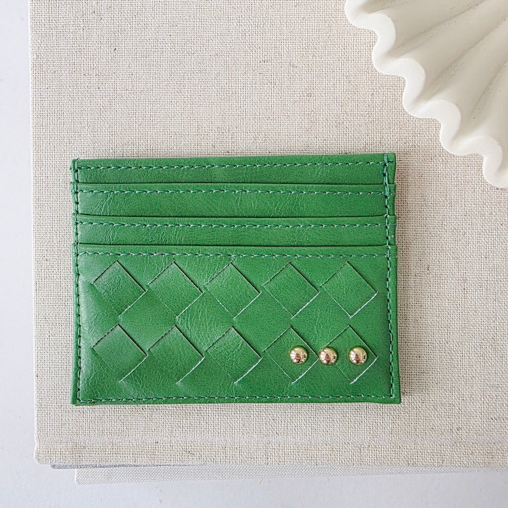 Mariah Woven Small Card Holder Wallet - Black - Bexa Boutique