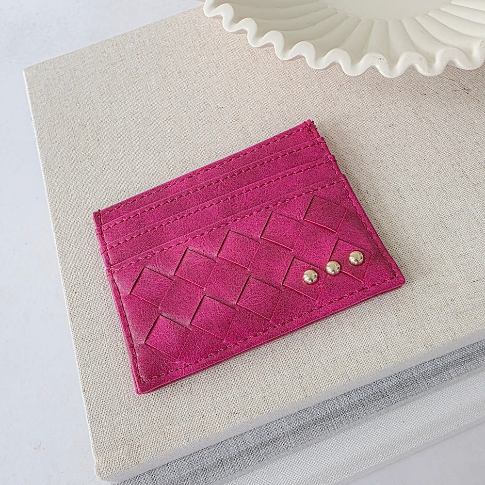 Mariah Woven Small Card Holder Wallet - Black - Bexa Boutique
