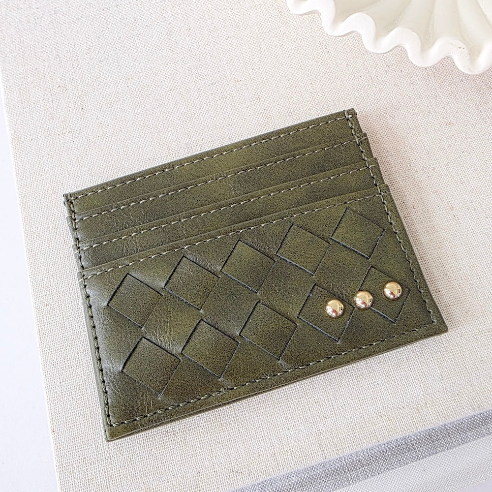 Mariah Woven Small Card Holder Wallet - Black - Bexa Boutique