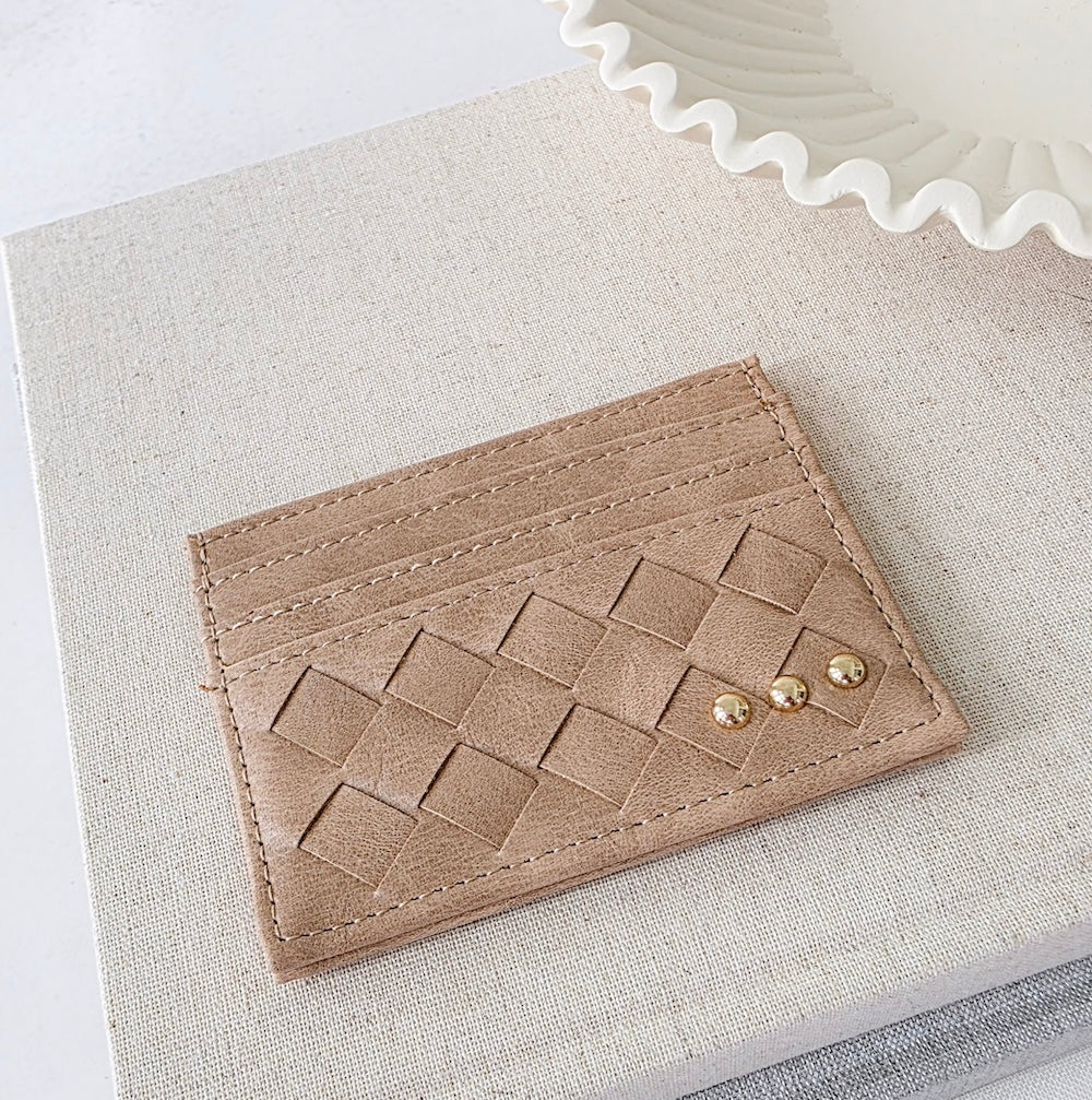 Mariah Woven Small Card Holder Wallet - Black - Bexa Boutique