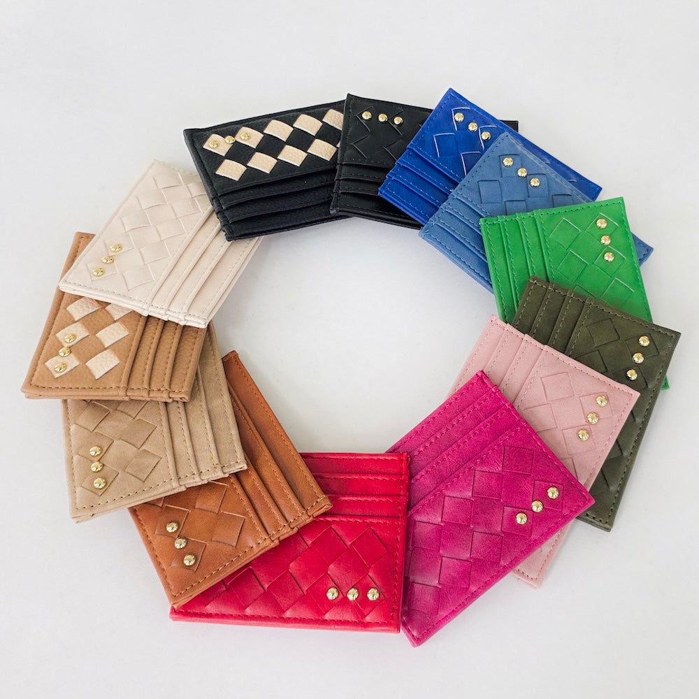 Mariah Woven Small Card Holder Wallet - Black - Bexa Boutique