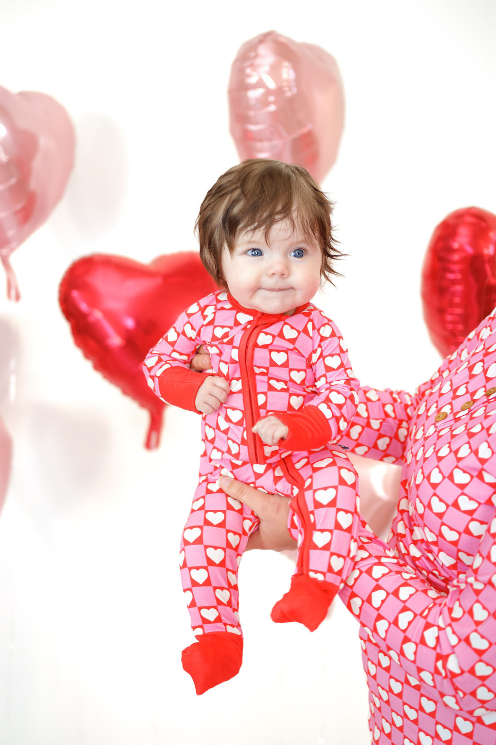 ZIP ROMPER - Red Hearts