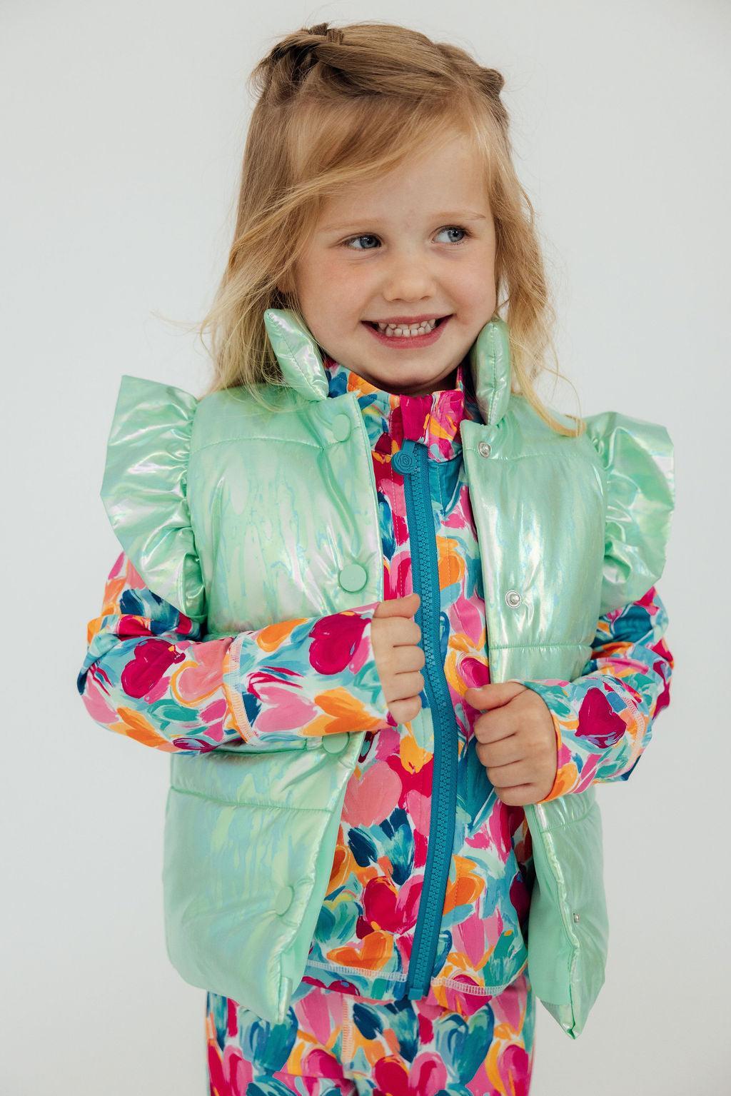 SALE Mint Iridescent Puffer Vest - Bexa Boutique