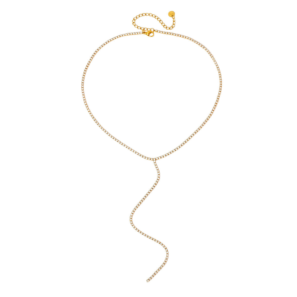Tennis Lariat Necklace - WATERPROOF - Gold - Bexa Boutique