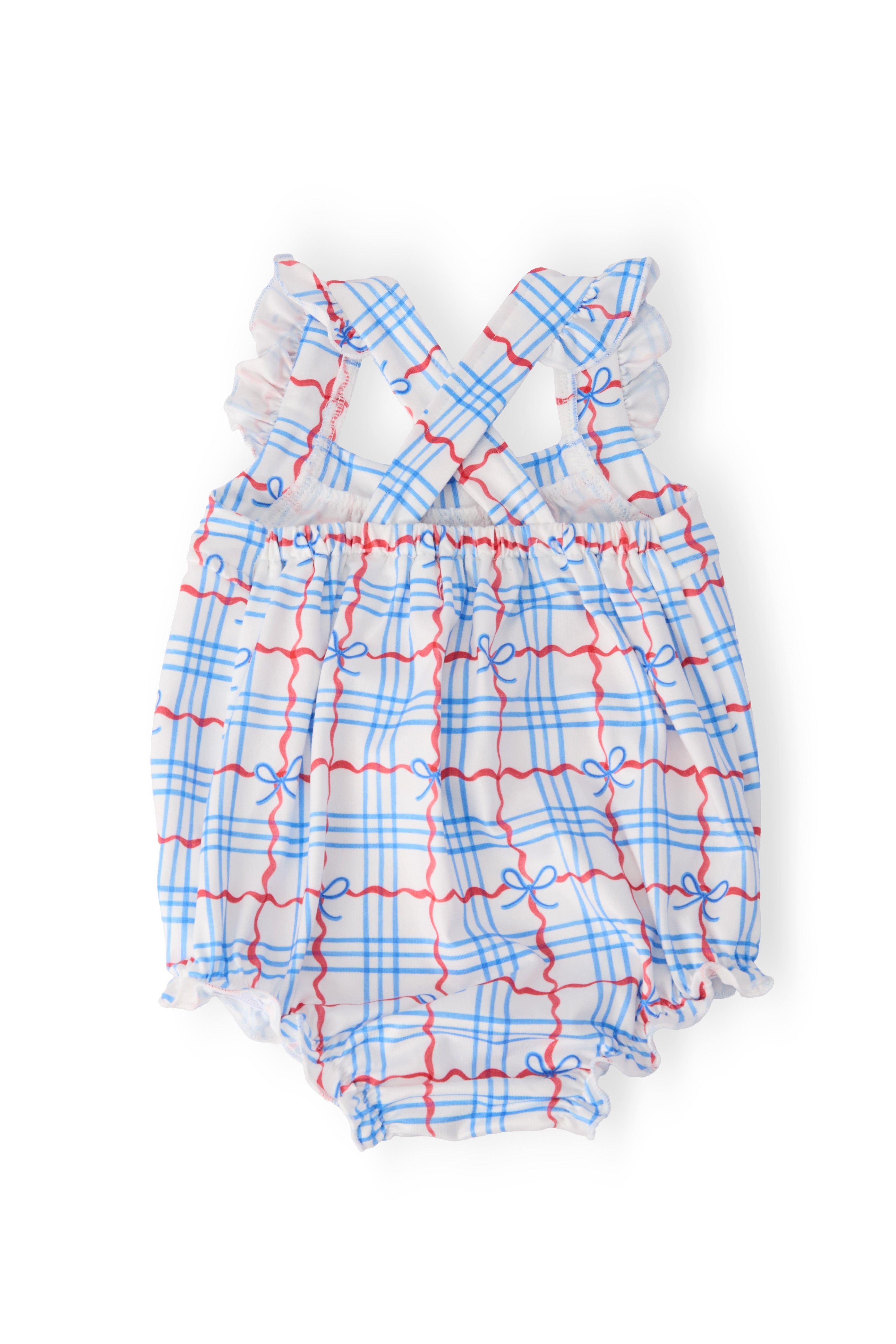 Patriotic Picnic Ruffle Cross Back Romper - Bexa Boutique