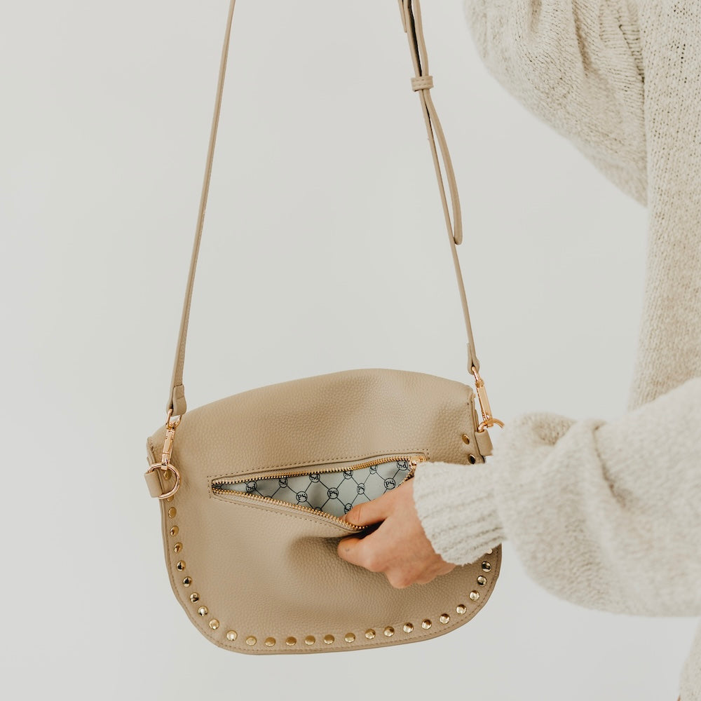 Pebbled Sabrina Studded Bum Bag - Black - Bexa Boutique