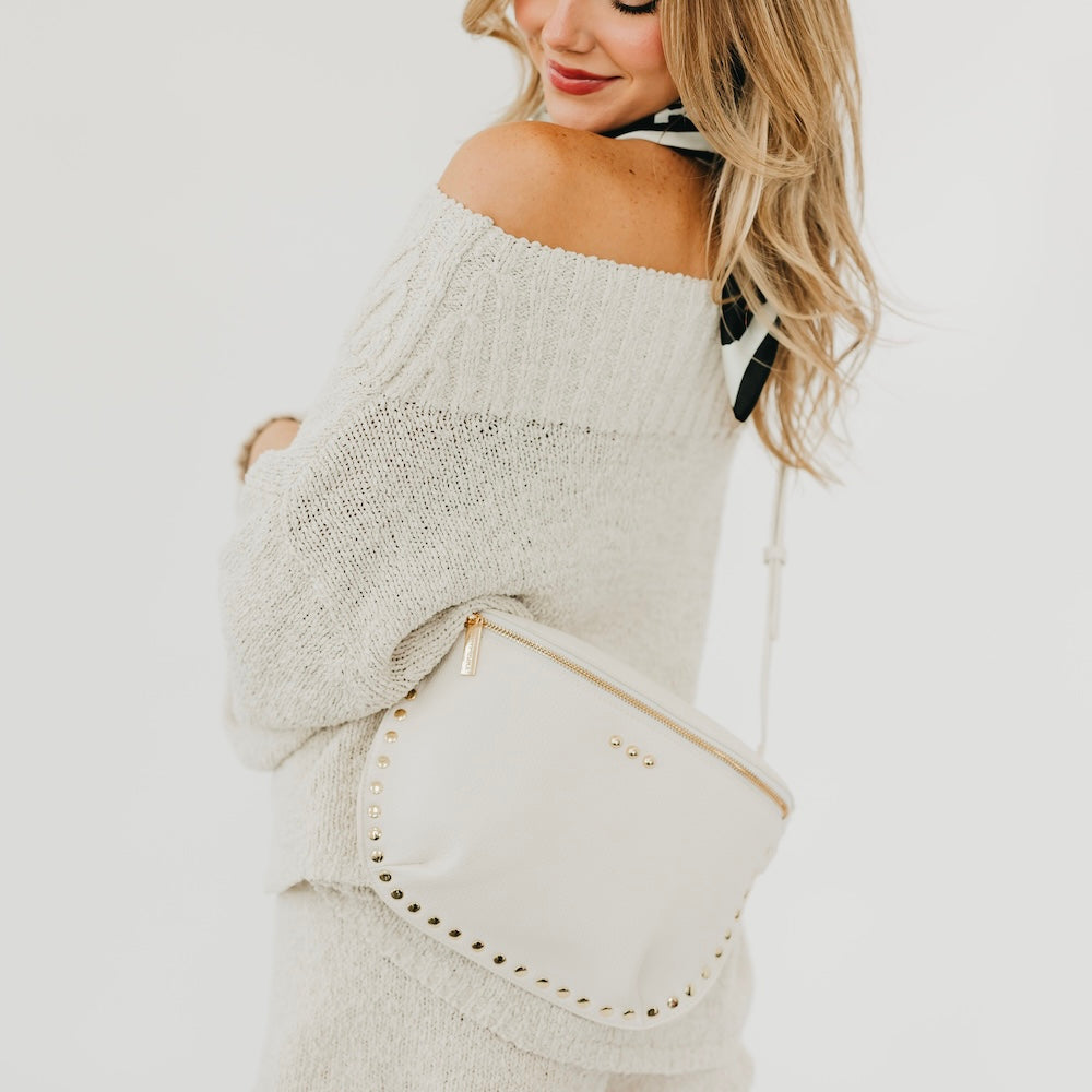 Pebbled Sabrina Studded Bum Bag - Black - Bexa Boutique