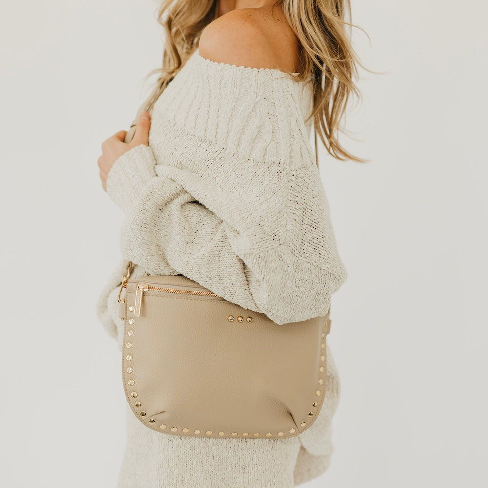 Pebbled Sabrina Studded Bum Bag - Black - Bexa Boutique