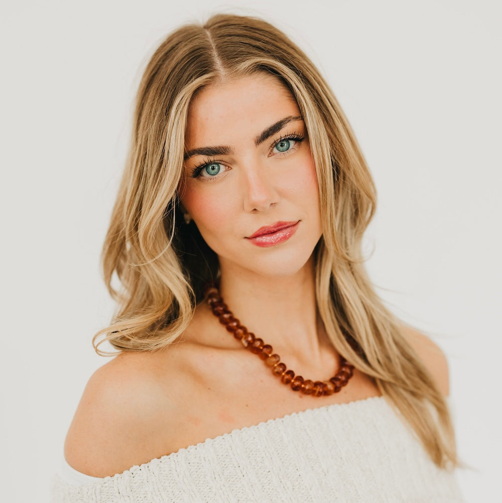 Pebbles Resin Beaded Necklace - Brown - Bexa Boutique