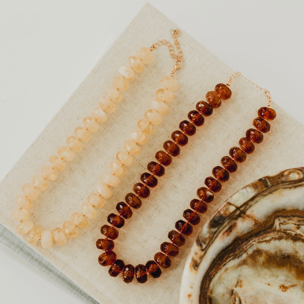 Pebbles Resin Beaded Necklace - Brown - Bexa Boutique