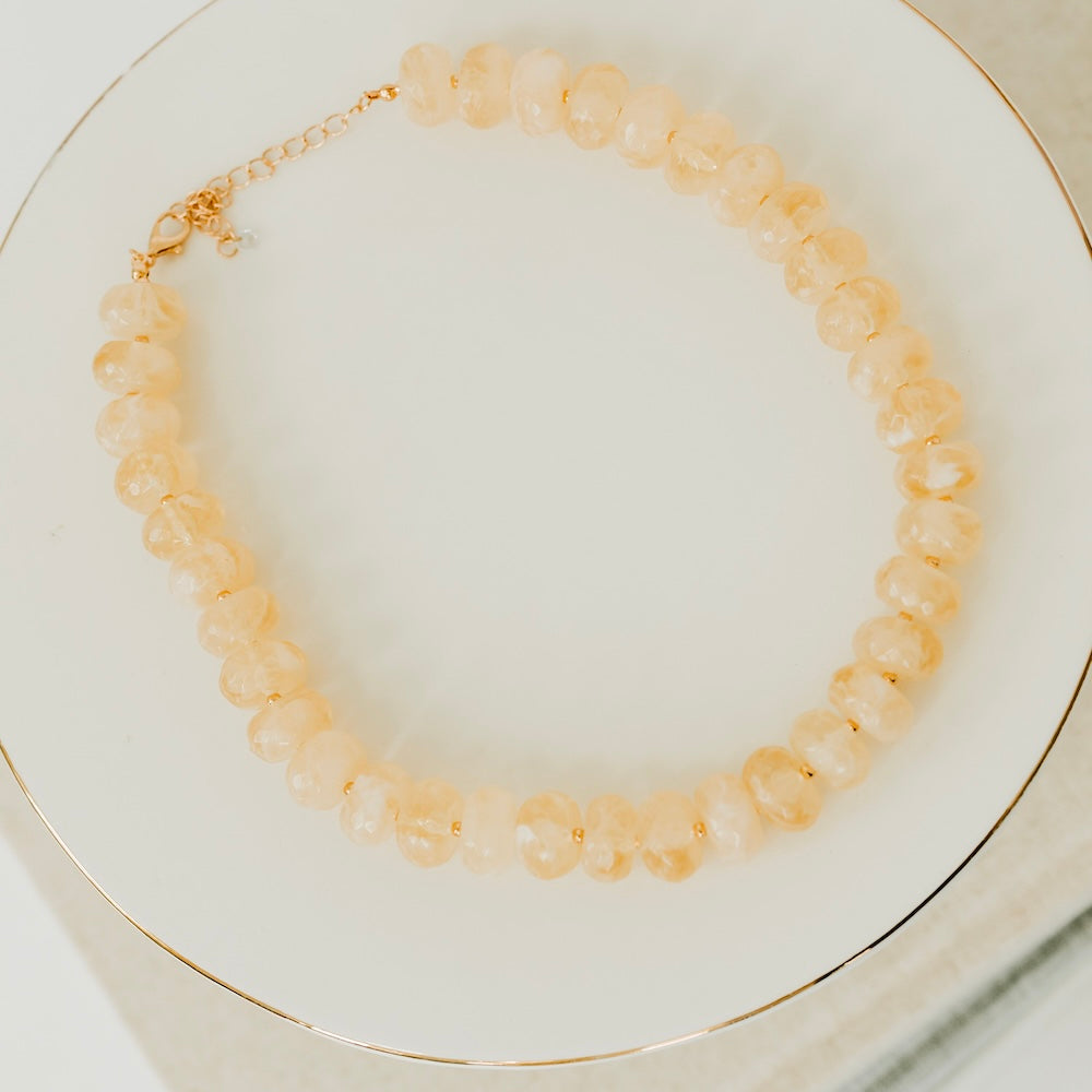 Pebbles Resin Beaded Necklace - Brown - Bexa Boutique