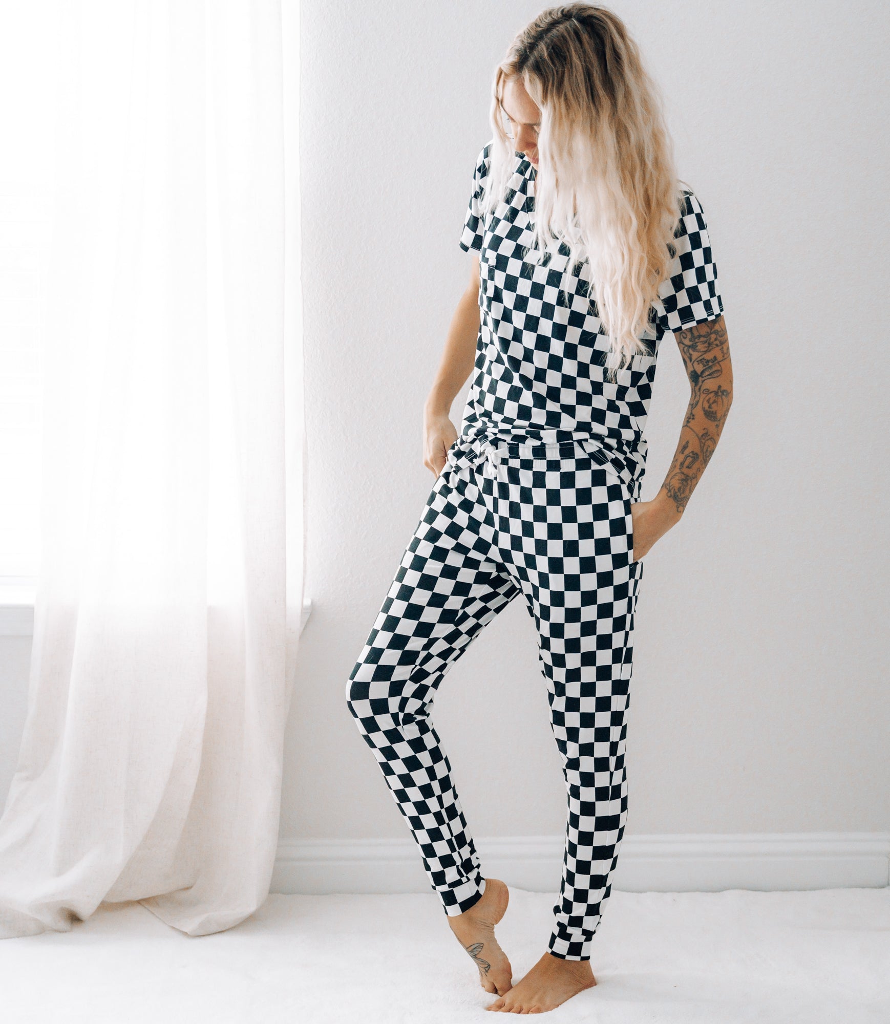 MAMA JOGGERS- B+W Check - Bexa Boutique