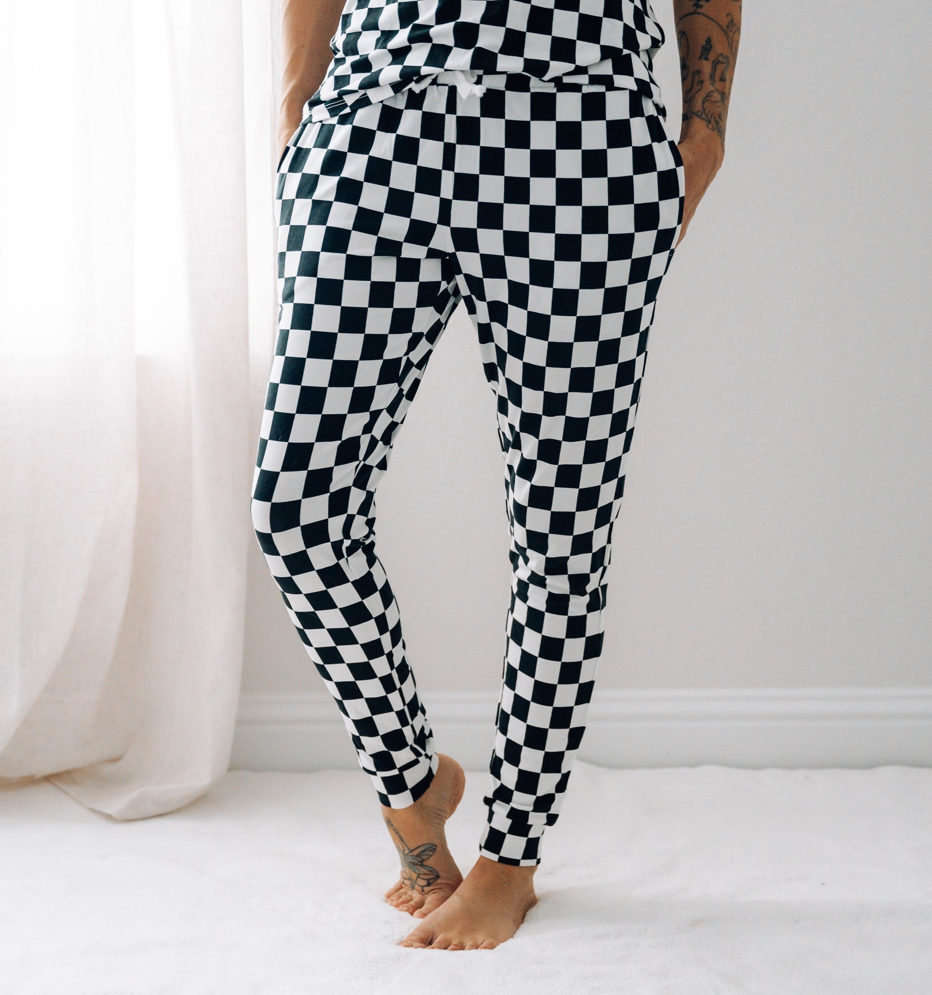 MAMA JOGGERS- B+W Check - Bexa Boutique