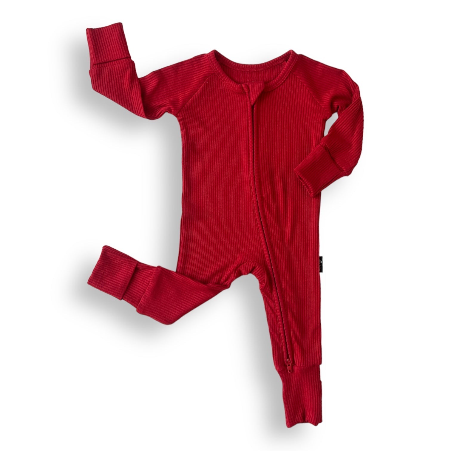 ZIP ROMPER - Red Ribbed - Bexa Boutique