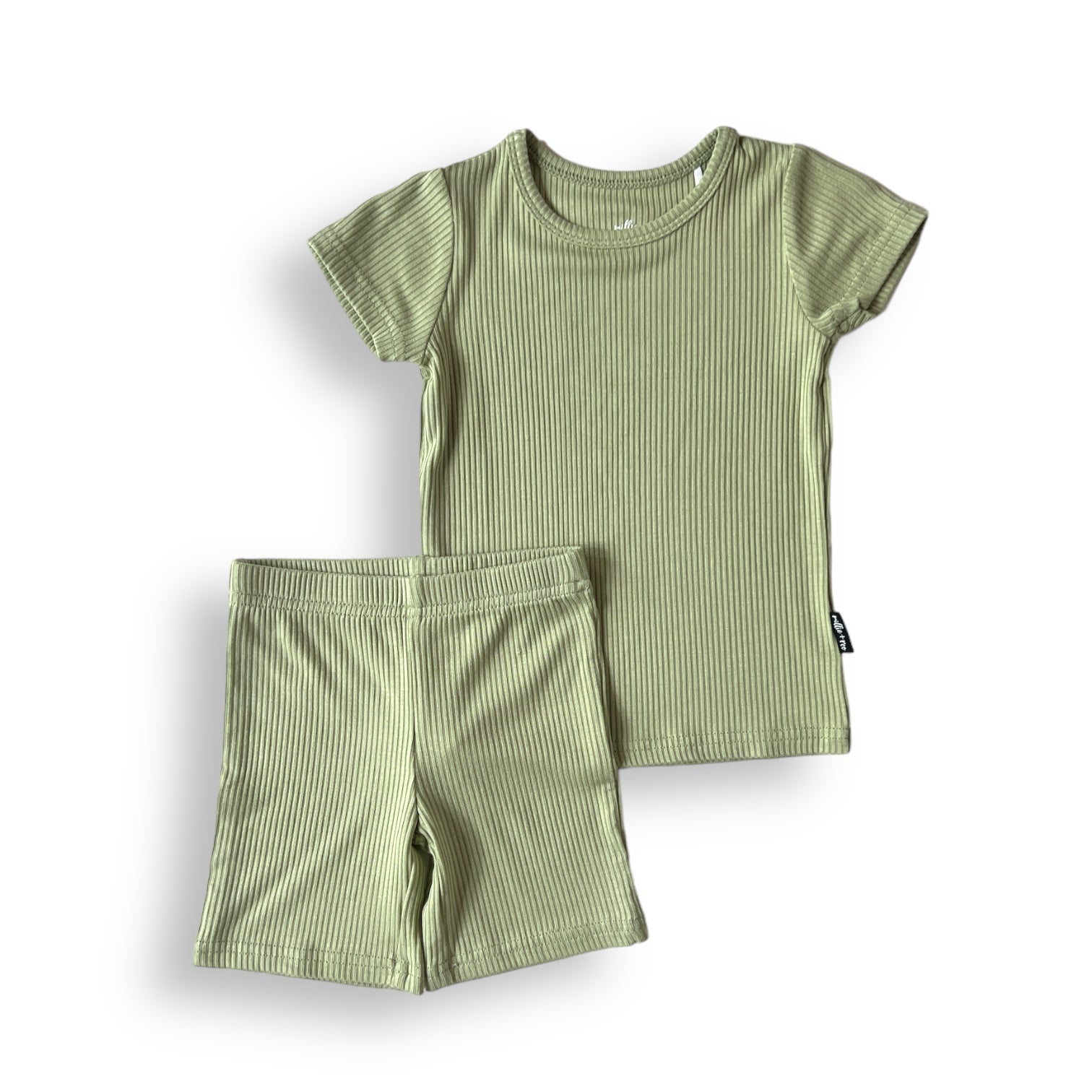 TWO PIECE SHORTIE SET- Pistachio Ribbed