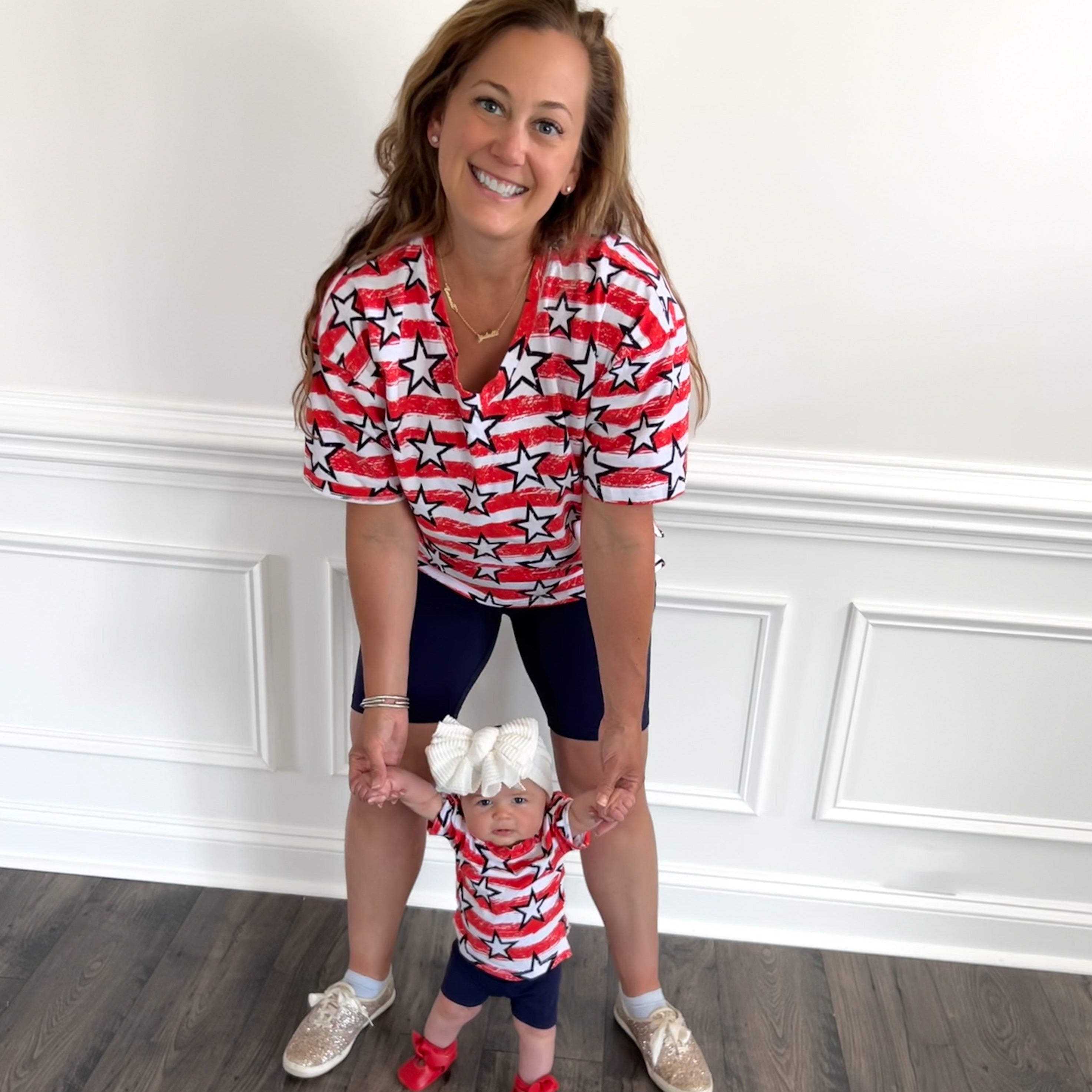 WOMANS BIKER SHORT SET- Stars + Stripes