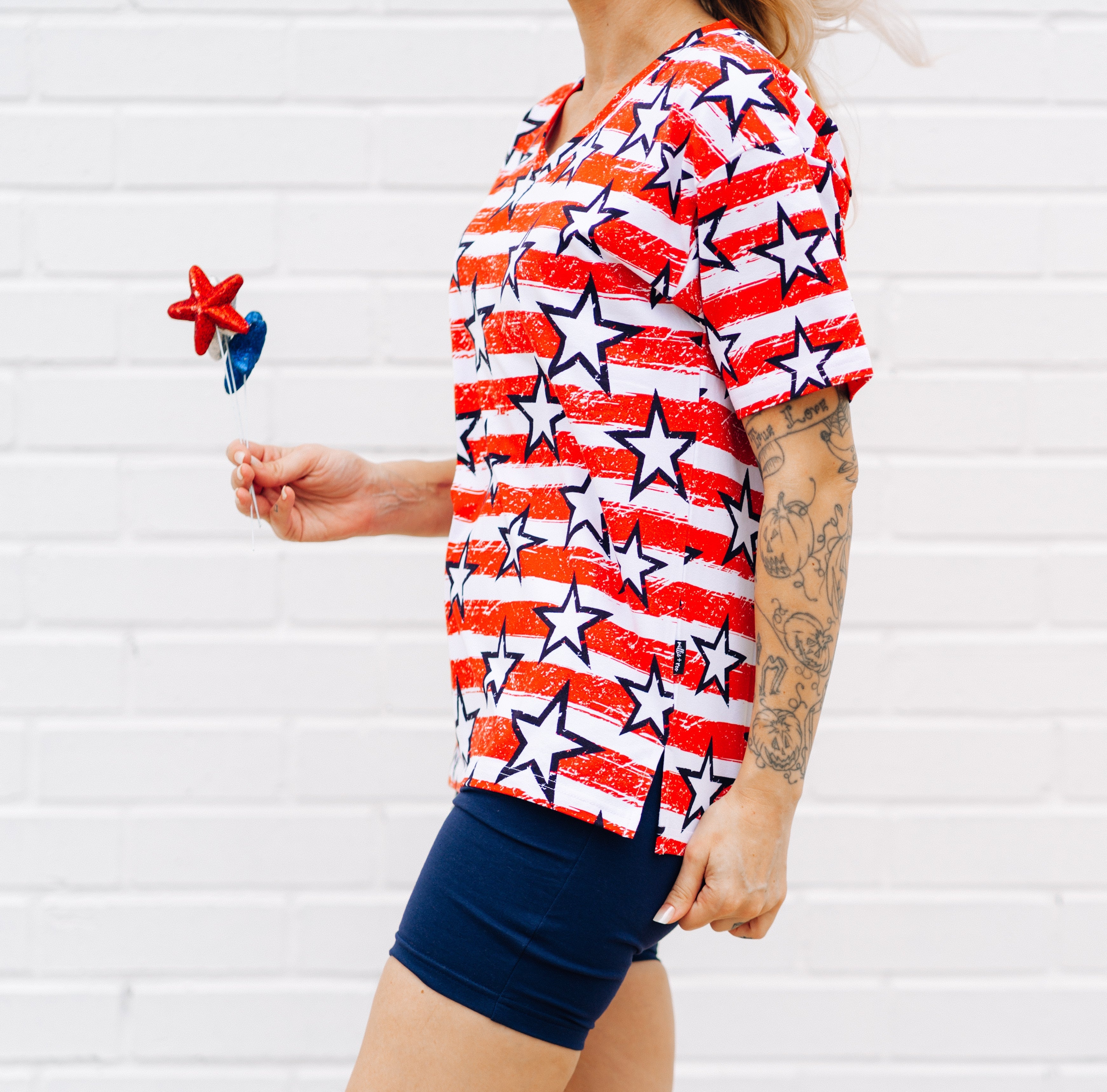 WOMANS BIKER SHORT SET- Stars + Stripes